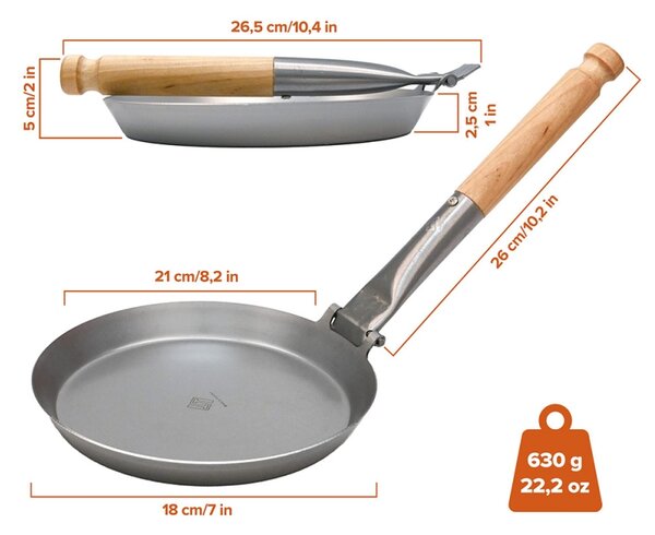 Panvica Jägarstekpanna S3 21cm, skladacia s rukoväťou