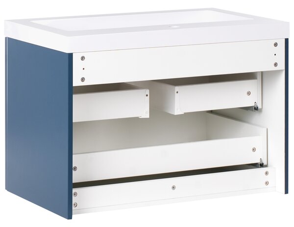 Závesná kúpeľňová skrinka s umývadlom tmavomodrá MDF 80 x 46 cm s 2 zásuvkami úložný priestor moderný štýl kúpeľňa