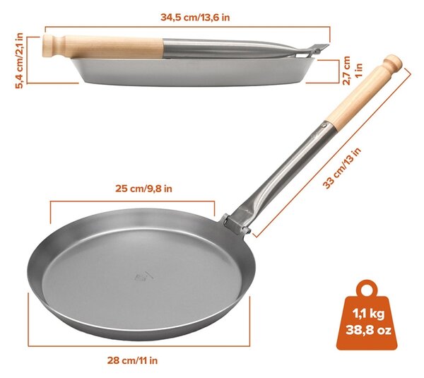 Panvica Jägarstekpanna S4 28cm, skladacia s rukoväťou