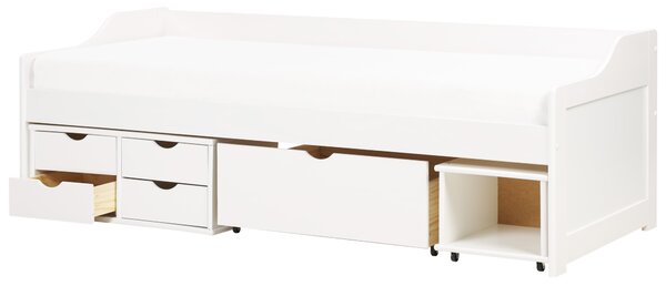 Posteľ biela borovicové drevo 90 x 200 cm s úložným priestorom zásuvky moderný štýl detská izba