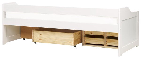 Posteľ biela borovicové drevo 90 x 200 cm s úložným priestorom zásuvky moderný štýl detská izba