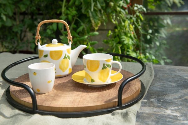 Set 2ks hrnček + kanvička s citrónmi Casa Limone - 16 * 11 * 12 cm / 600 ml - J-Line by Jolipa
