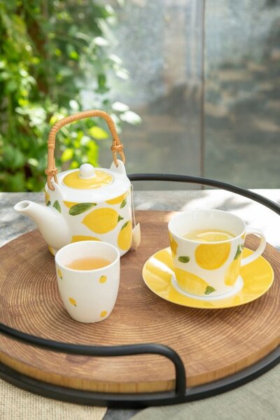 Set 2ks hrnček + kanvička s citrónmi Casa Limone - 16 * 11 * 12 cm / 600 ml - J-Line by Jolipa
