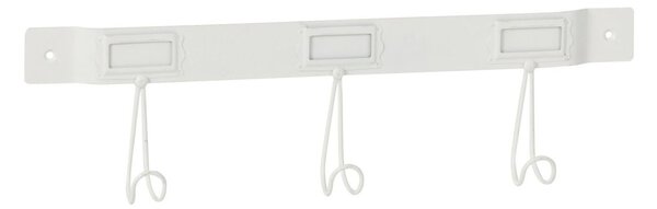 Biely nástenný kovový vešiak s 3 háčikmi - 44*4,5*12,5 cm - J-Line by Jolipa