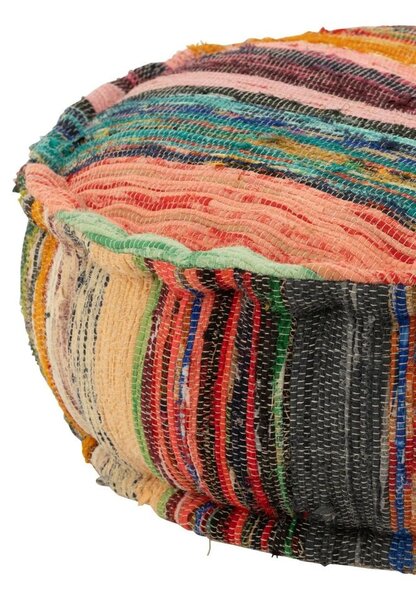 Zlatý guľatý prepletaný puf Crocheted - Ø 48 * 35 cm - J-Line by Jolipa