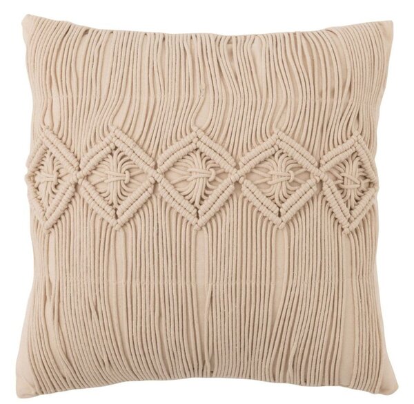 Béžový vankúš s drhaným vzorom Macramé Cosy - 45*12*45 cm - J-Line by Jolipa