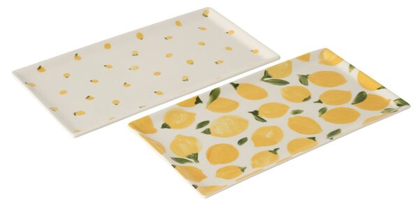 Sada 2ks keramická tácka s citrónmi Casa Limone - 31*17*1,5 cm - J-Line by Jolipa