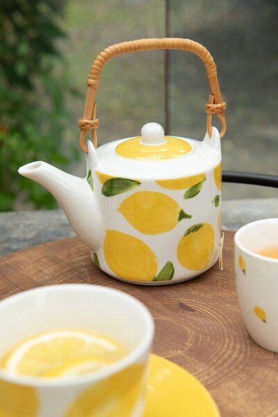 Set 2ks hrnček + kanvička s citrónmi Casa Limone - 16 * 11 * 12 cm / 600 ml - J-Line by Jolipa