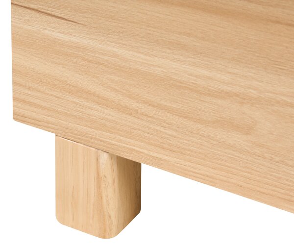 Detská postieľka biela svetlohnedá MDF 60 x 120 cm nastaviteľná výška s úložným priestorom štandardná veľkosť minimalistický štýl detská izba