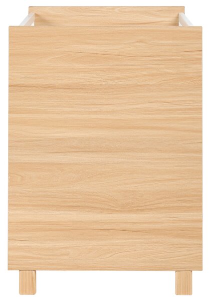 Detská postieľka biela svetlohnedá MDF 60 x 120 cm nastaviteľná výška s úložným priestorom štandardná veľkosť minimalistický štýl detská izba