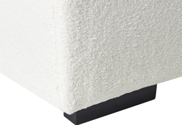 Taburet biely buklé čalúnený 80 x 80 x 35 cm štvorcový minimalistický moderný dizajn