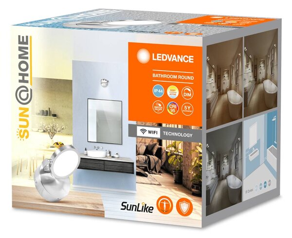 LEDVANCE SMART+ SUN@Home Kúpeľňové nástenné LED svietidlo s 1 svetlom, Hliník / sivá / zinok, Kúpeľňa, kov, Moderný, Nástenné bodové svietidlo