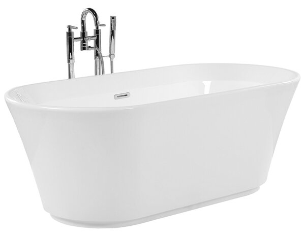 Voľne stojaca vaňa biela strieborná akrylát 170 x 80 cm oválny tvar pre 1 osobu moderný štýl kúpeľňa