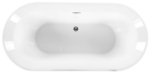 Voľne stojaca vaňa biela strieborná akrylát 170 x 80 cm oválny tvar pre 1 osobu moderný štýl kúpeľňa