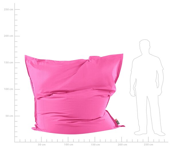 Extra veľký sedací vak ružový nylonový 180 x 230 cm vodoodolný poťah so zipsom polystyrénová výplň