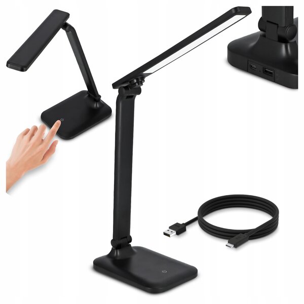 Smart LED LED stolná dotyková stmievateľná pracovná lampička 5W 200Lm USB-C čierna farba