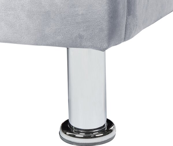 Posteľ sivá zamatové čalúnenie 90 x 200 cm s úložným priestorom prešívané čelo s gombíkmi moderný glamour štýl spálňa