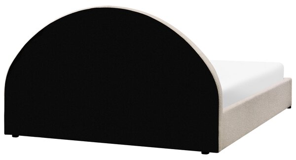 Posteľ krémová biela buklé čalúnenie 180 x 200 cm prešívané čelo s roštom úložný priestor moderný minimalistický štýl spálňa