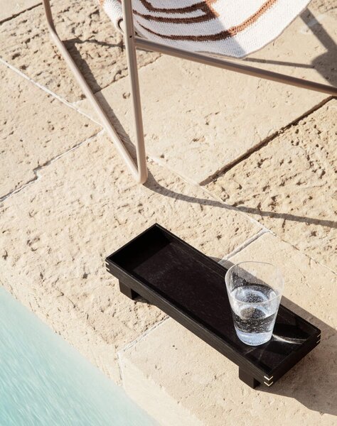 Ferm Living Drevený podnos Bon X small, dark stained black