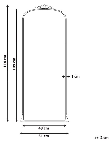 Nástenné zrkadlo čierne kovové 51 x 114 cm na stenu dekoratívne glamour štýl závesné dekorácie