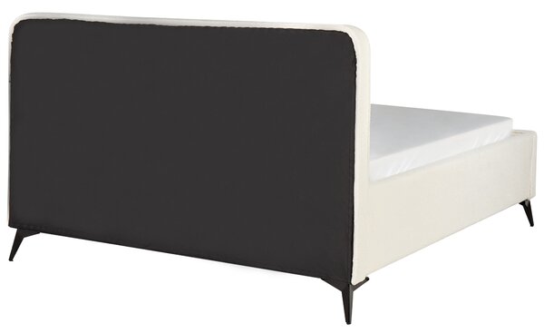Rám postele s čelom krémová biela buklé čalúnenie čierne kovové nohy 160 x 200 cm klasický minimalistický štýl spálňa