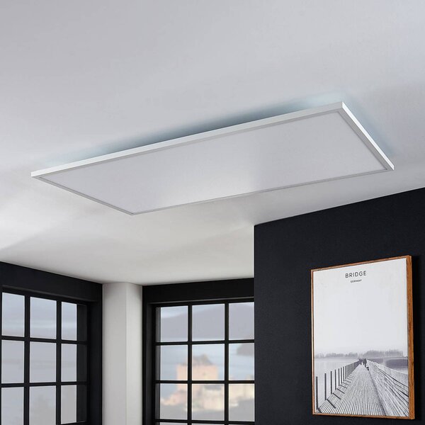 Arcchio LED panel Brenda, 120 x 60 cm, diaľkové ovládanie, Biela / opálová, Obývacia izba / jedáleň, Moderný, Stropné svetlo