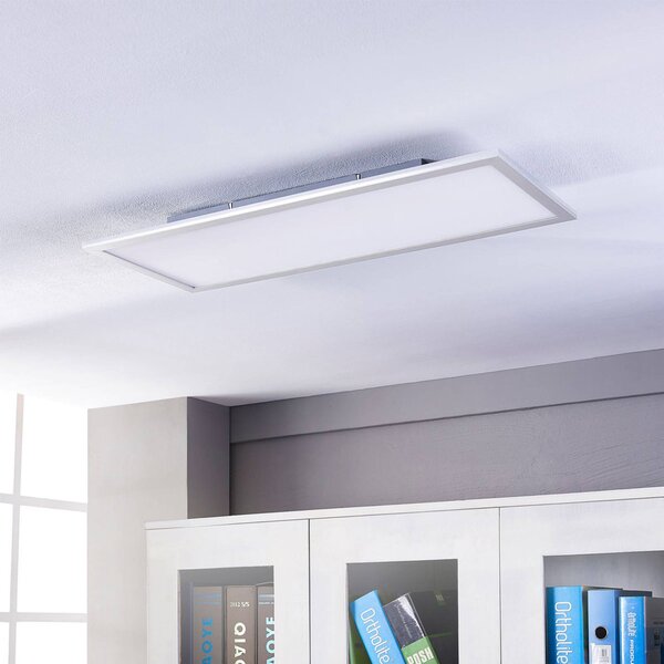 Lindby LED panel Livel, 4000K, 80 cm x 30 cm, strieborný, kov, Hliník / sivá / zinok, Kuchyňa, Plast, Moderný, Stropné svetlo
