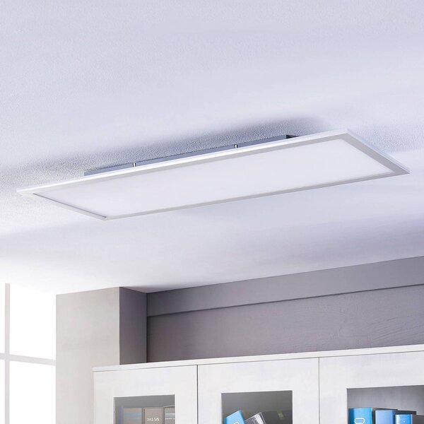 Lindby LED panel Livel, 120 cm x 30 cm, diaľkové ovládanie, Hliník / sivá / zinok, Kuchyňa, Plast, Moderný, Stropné svetlo
