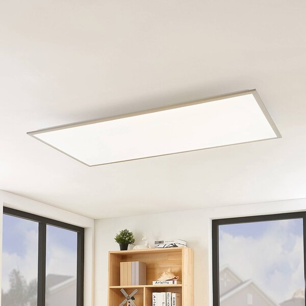 Lindby LED panel Stenley, 120 cm x 60 cm, stmievateľný, Biela / opálová, Kuchyňa, Plast, Moderný, Stropné svetlo