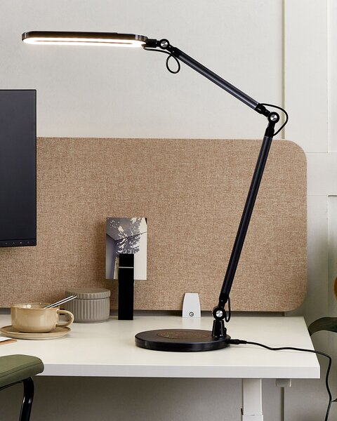 Kancelárska stolná LED lampa čierna kovová hliníková dvojitý dotykový spínač moderné osvetlenie do kancelárie