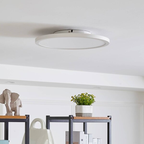 Arcchio LED stropné svietidlo Brenda, Ø 40 cm, diaľkové ovládanie, Biela / opálová, Obývacia izba / jedáleň, Moderný, Závesné svietidlo