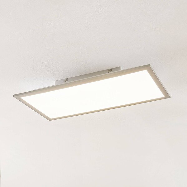 Lindby LED panel Stenley, 4 000 K, 60 cm x 30 cm, strieborná/biela, Biela / opálová, Kuchyňa, Plast, Moderný, Stropné svetlo