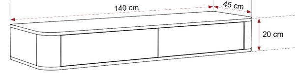 ZÁVESNÁ KONZOLA LUNETTA SVETLO SIVÁ + MRAMOR BIANCO 140 cm