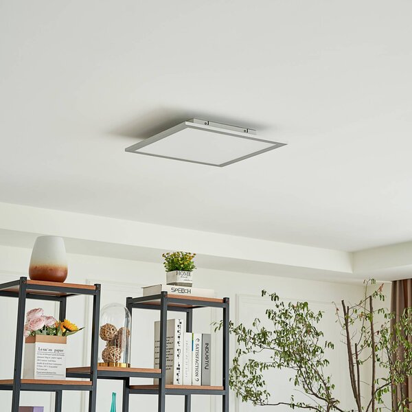 Lindby LED panel Livel, 40 cm x cm, diaľkové ovládanie, Hliník / sivá / zinok, Kuchyňa, Plast, Moderný, Stropné svetlo