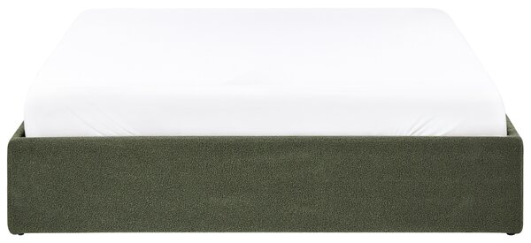 Posteľ s úložným priestorom tmavozelená buklé 160 x 200 cm čalúnený rám postele s roštom moderný dizajn