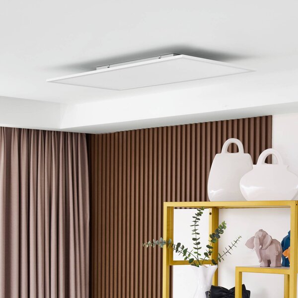 Lindby LED panel Lamin, biely, 80 cm, stmievateľný, diaľkové ovládanie, Biela / opálová, Obývacia izba / jedáleň, Moderný, Stropné svetlo