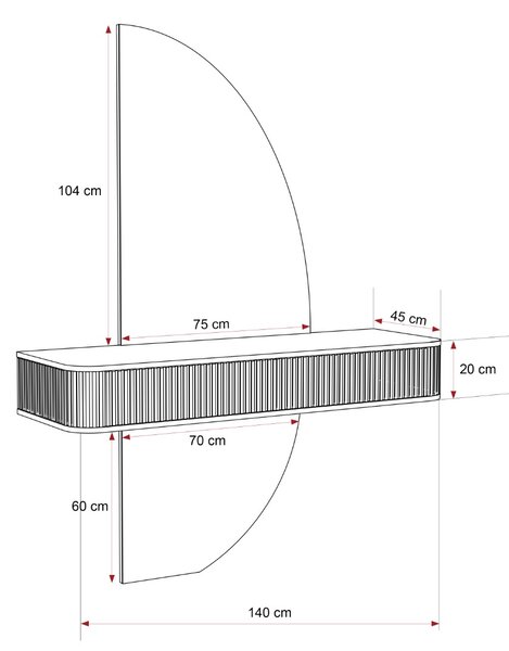 ZÁVESNÝ TOALETNÝ STOLÍK LUNETTA II SVETLO SIVÁ + MRAMOR BIANCO ZRKADLO LED