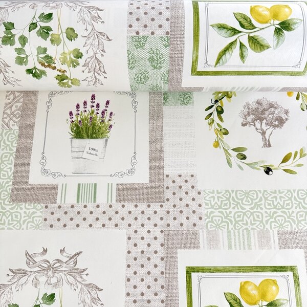 Metráž Obrusovina PVC hrubá - Patchwork zelená