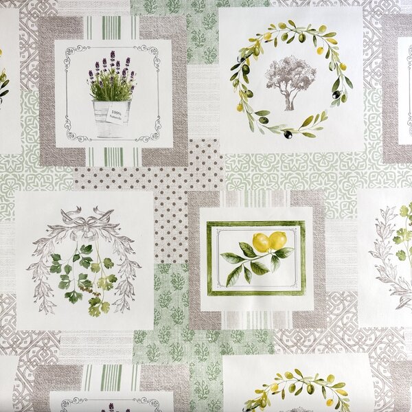 Metráž Obrusovina PVC hrubá - Patchwork zelená