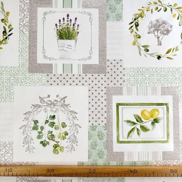 Metráž Obrusovina PVC hrubá - Patchwork zelená