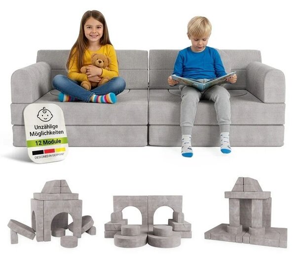 Modulárna dizajnová pohovka pre deti, 150 cm, sivá