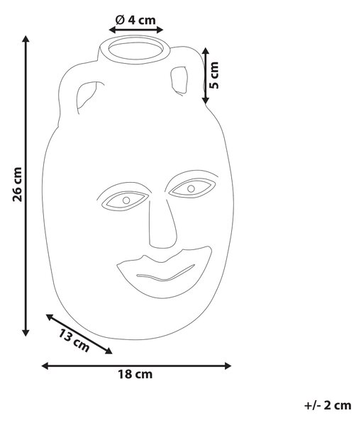 Váza na kvety béžová porcelánová 26 cm dekoratívna s motívom tváre ručne vyrobená dekorácia na stôl tradičný dizajn