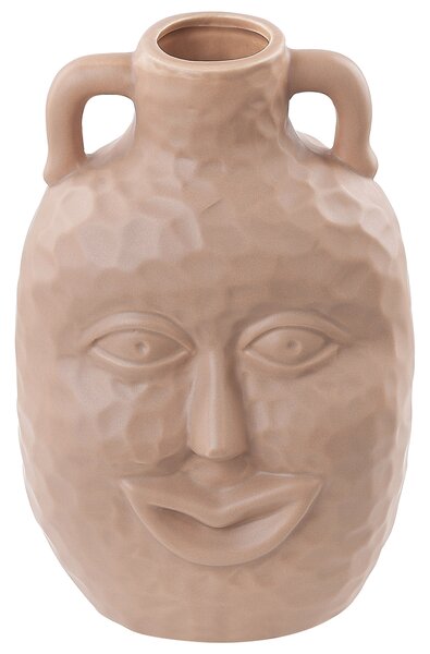 Váza na kvety béžová porcelánová 26 cm dekoratívna s motívom tváre ručne vyrobená dekorácia na stôl tradičný dizajn