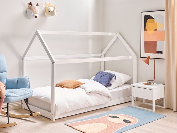 Detská posteľ biela borovicové drevo 90 x 200 cm s lamelovým roštom posteľ pre deti