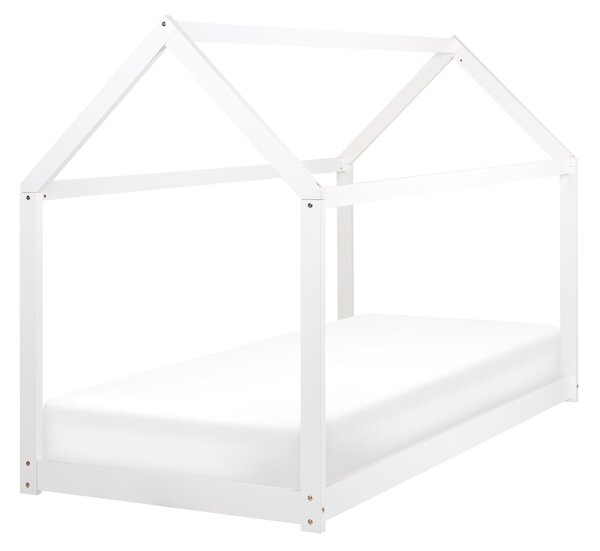Detská posteľ biela borovicové drevo 90 x 200 cm s lamelovým roštom posteľ pre deti