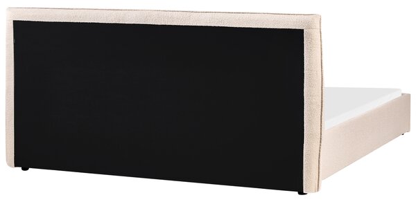 Posteľ béžová buklé čalúnenie 180 x 200 cm klasické čelo drevené lamely spálňa