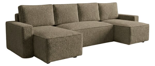 Rozkladacia sedacia súprava do U SMART BOUCLE 303x143 cm, tmavobéžová