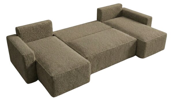 Rozkladacia sedacia súprava do U SMART BOUCLE 303x143 cm, tmavobéžová