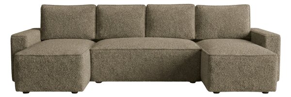 Rozkladacia sedacia súprava do U SMART BOUCLE 303x143 cm, tmavobéžová