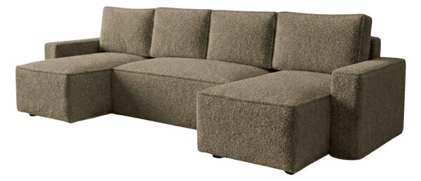 Rozkladacia sedacia súprava do U SMART BOUCLE 303x143 cm, tmavobéžová